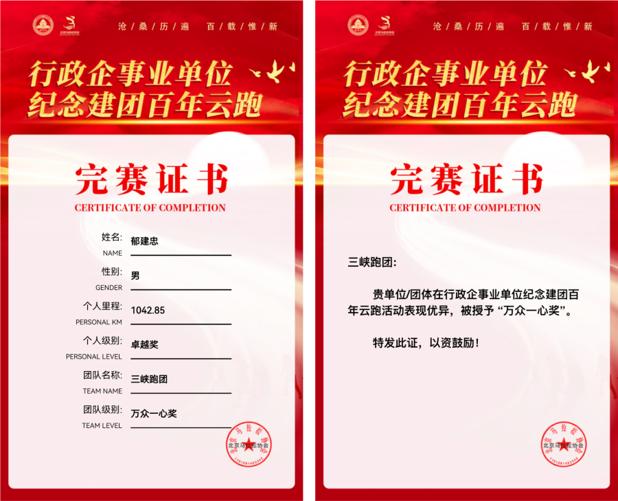 完赛证书 完赛证书